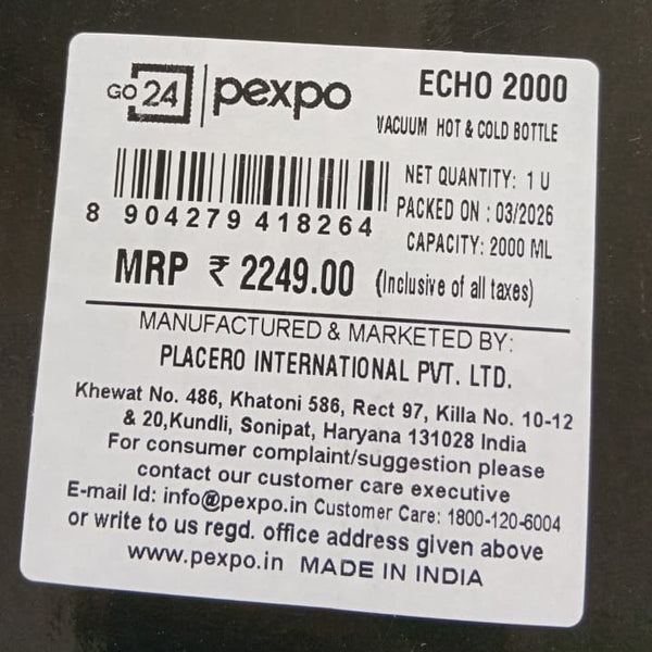 AM2786 Pexpo Echo Thermo SS Water Bottle Vaccum Insulated 2000ml