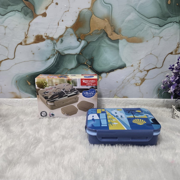 AM3647 Rishabh Milano Steel Lunch Box With Spoon 2 containers