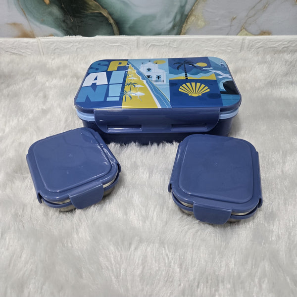 AM3647 Rishabh Milano Steel Lunch Box With Spoon 2 containers