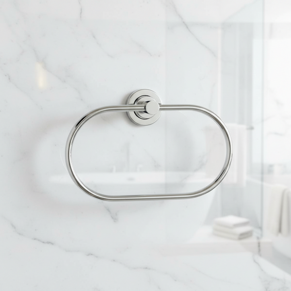 AM7471 Modern Oval Chrome Wall-Mounted Towel Ring