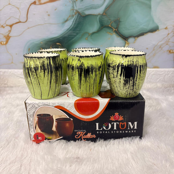 AM3042 Lotum Royal Stoneware Exclusive Kulhar Mix Design Handcrafted Ceramic 6 Piece