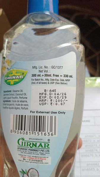 AM6674 Girnar Jasmine Non-Sticky Hair Oil - 300ml