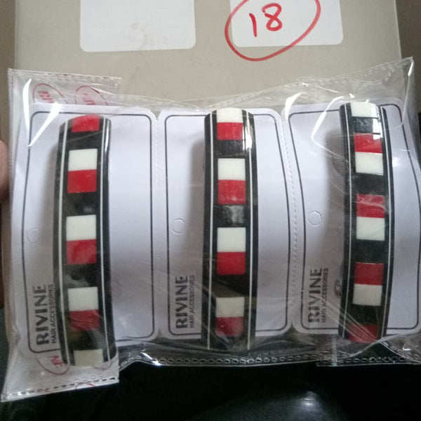 AM6393 Black and White Marbled Resin Barrette Hair Clip - 1pc