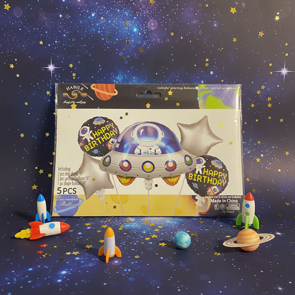AM7677 Theme Foil Balloon Decoration Set Pack of Five for Kids Birthday Party Celebrations 1-Set