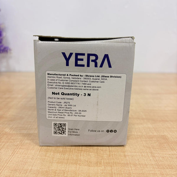 3568 YERA Pop Fruit Printed Glass Jar with Lid Set, 280ml, Pack of 3