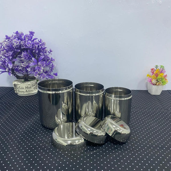 AM6009 Madhuram Stainless Steel Tea Sugar & Coffee Container (Pack of 3)