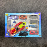 A06488 Racing Team 7-Piece Die-Cast Metal Car Set with Mega Launcher