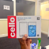 AM2698 CELLO Roma Square Tumbler glass 330ml Set of 6pcs