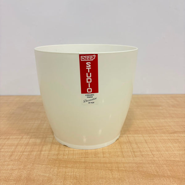 A06537 6-Inch Premium White Plastic Planter Pot (Pack of 1)