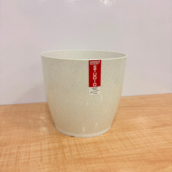 A06538 8-Inch Premium White Plastic Planter Pot (Pack of 1)