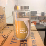 AM7069 Clear Glass Storage Jar with Airtight Red Ribbed Lid - 4000ml