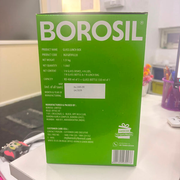 AM6173 Borosil Pro Round Glass Lunch Box Set