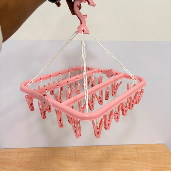A06600 Plastic Folding Cloth Dryer Clip Hanger with 32 Clips
