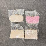 A06700 Shiny Glitter Shimmer Box Clutch Bag with Gold Ring Handle & Crystal Closure