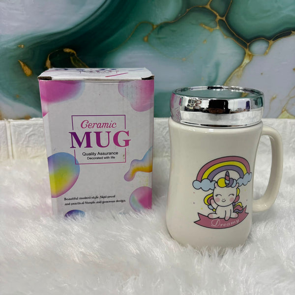 AM5352 Ceramic Coffee Tea Mug with Lid- Multidesign