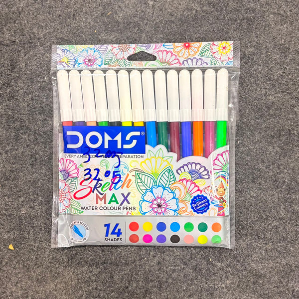 3205 Doms Max Non-Toxic Water Colour Sketch Pens (14Assorted Shades x 1 Set)