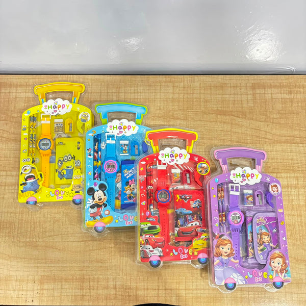 A06898 Blister Kids Stationery Gift Set with Digital Wrist Watch (Pencils, Wallet, Eraser & Sharpener)