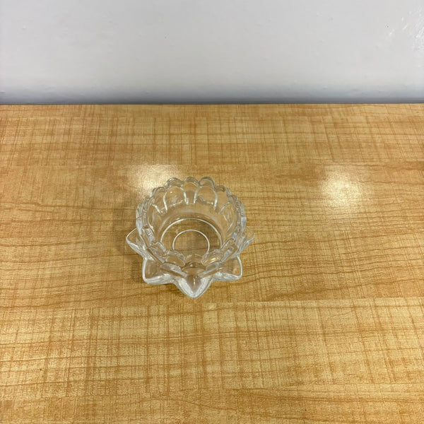 A07049 3.5-Inch Crystal Glass Lotus Candle Holder for Home Decor & Festival Lighting