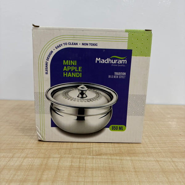 AM2949 Madhuram Prime Quality Mini Apple Handi Stainless Steel 850ml