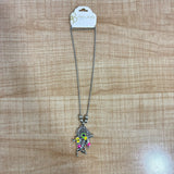 A06912 Oxidized Silver Lord Krishna Bansuri & Peacock Feather Pendant Chain Necklace
