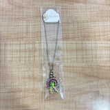 A06911 Ethnic Silver-Plated Oxidized Radha Krishna Flute Pendant Chain Necklace Set for Women & Girls