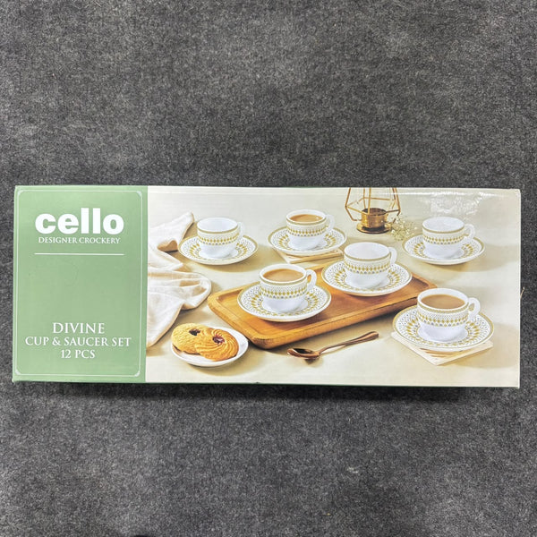 AM5671 Cello Divine Costa Multi-Design Cup & Saucer (Set of 6 Pcs)