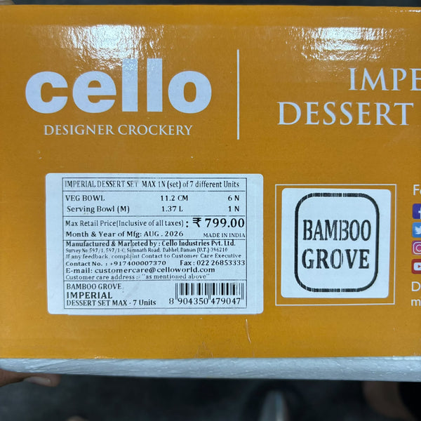 Di0229 Cello Crockery Imperial Plus Dessert Set – 7 Pcs (Oxford Design)