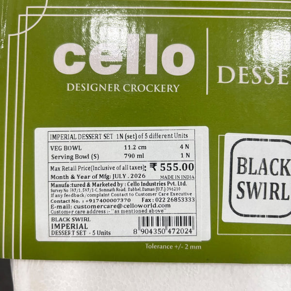 Di0211 Cello Dessert Set - 5-Piece Bowls - 1 Serving Bowl with 4 Dessert Bowls