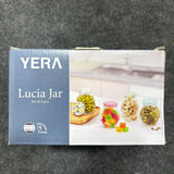 AM6519 YERA Lucia Jars - Round Glass Storage Jars with Floral Print Lids (Set of 4)