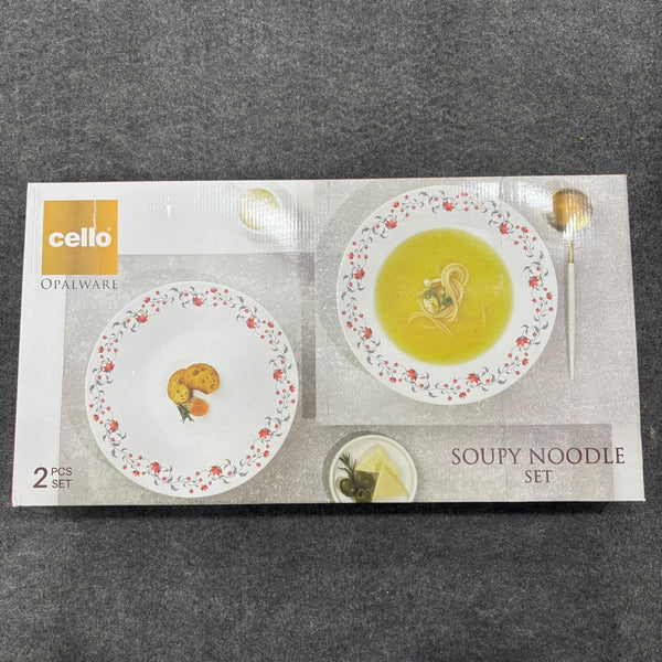 Di0241 Cello Opalware Royale Soupy Noodle Set - 2 Piece Dinnerware with 'Moon Rose' Design