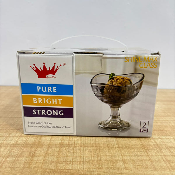 AM5996 Elegant Glass Ice Cream & Dessert Bowl 2 Pcs (SMIC-632-L2G & SMIC-632-L2B)