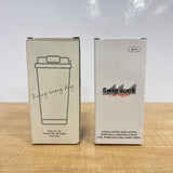 A07761 Designer Stainless Steel Coffee Travel Mug with Flip Lid & Carrying Strap