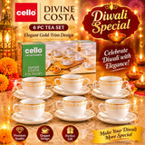 AM5671 Cello Divine Costa Multi-Design Cup & Saucer (Set of 6 Pcs)