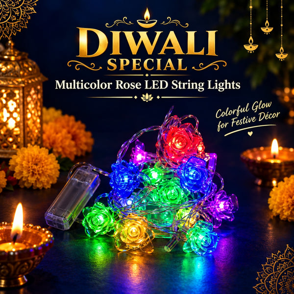 A07498 14 Led French Rose LED String Lights (Multicolor)