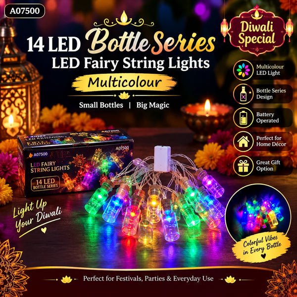 A07500 14 Led Bottle Series LED Fairy String Lights (Multicolour)