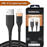 AM5886 Duracell USB-A To Lightning Apple Certified (Mfi) Braided Sync & Charge Cable - 3.9 Feet (1.2M)