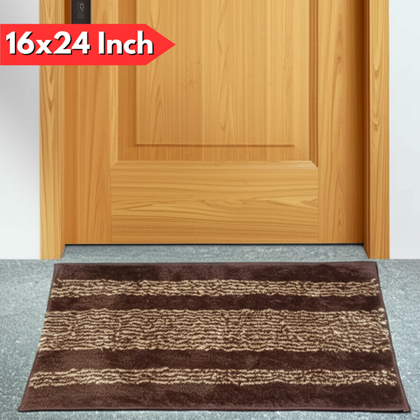 AM5850 Lining Print Microfiber Door & Bath Mat (RG, 16x24 Inch) Multicolour