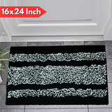 AM5850 Lining Print Microfiber Door & Bath Mat (RG, 16x24 Inch) Multicolour
