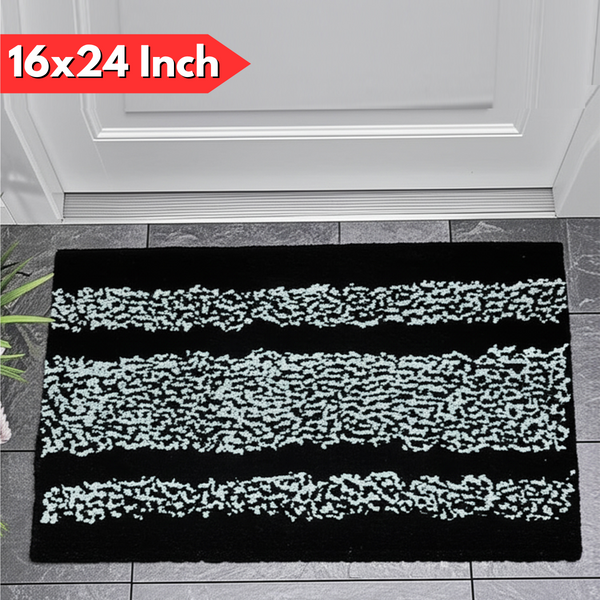 AM5850 Lining Print Microfiber Door & Bath Mat (RG, 16x24 Inch) Multicolour