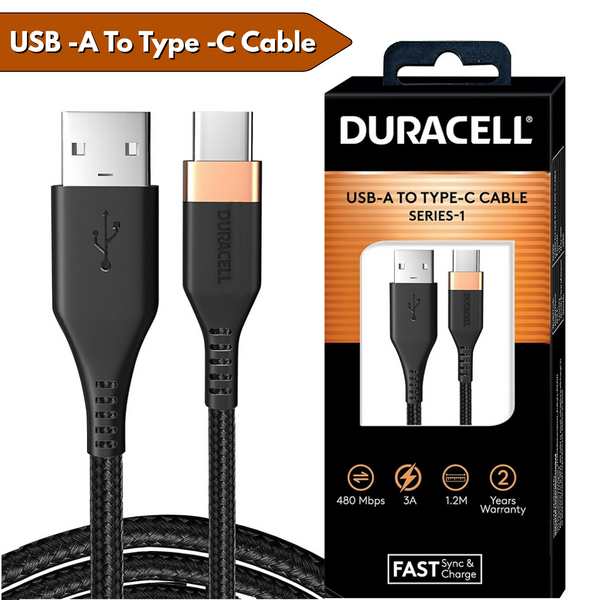 AM5883 Duracell Usb-A To Type C, 65W Braided Sync&Fast Charging USB Cable - 3.9 Feet(1.2M)
