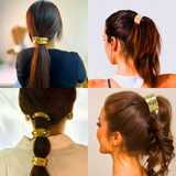 AM5875 Multidesign Women Luxe Golden Metallic Ponytail Holder Hairband - 1 Pcs