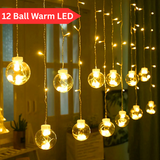 Di0071 12 Ball String LED Lights with Flashing Modes Decoration 6x6 (Warm)
