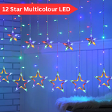 Di0062 12 Stars LED Curtain String Lights - 6x6 (Multicolour)