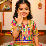 Di0215 Little Girl's Oxidized Silver Bracelet with Multicolor Beads & Jhumki Charms