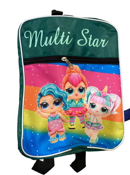 AM0573 Multi Star Girls Small  School Bag 1 Sections with Strong Zip