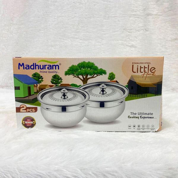 AM2951 Madhuram Prime Quality Little Handi Stainless Steel 2 Pcs Set