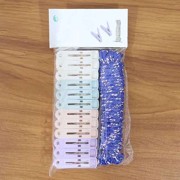 AM6414 Clothesline Rope with 12 Clips – 5 Meter Rope (Approx)