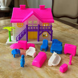 AM6117 Small Colorful Dollhouse Playset with Furniture & Figurine for Kids