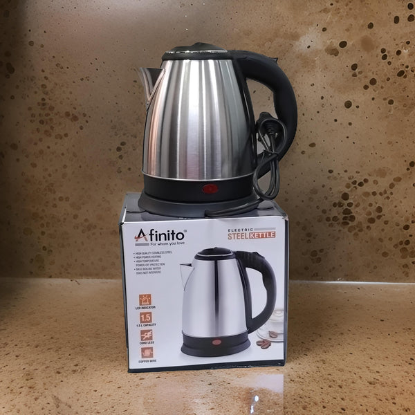 AM2893 Stainless Steel Electric Kettle, Detachable 360 Degree Connector  Water Boiler Beverage Maker  1.5 L, Silver)