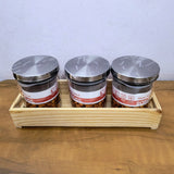 AM5170 Borosil Classic Jars With Wooden Tray - 3Pcs (600 ml Each)